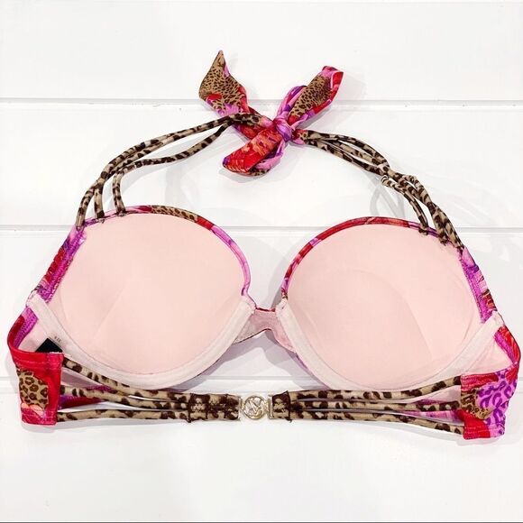 Victoria’s Secret Swim RARE Tropical Bombshell Bikini Set Red/Pink Leopard  32B/ - Picture 7 of 13
